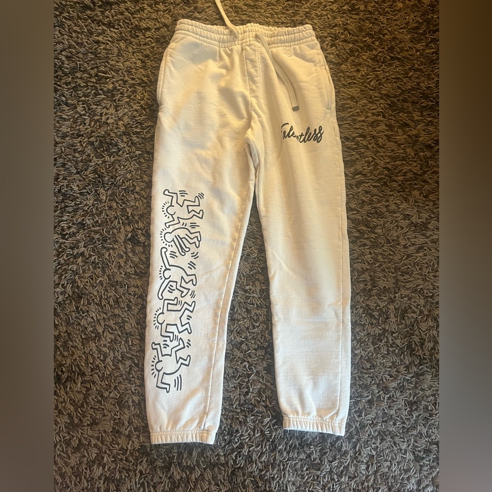 Keith Haring White Joggers with Graphic Print
